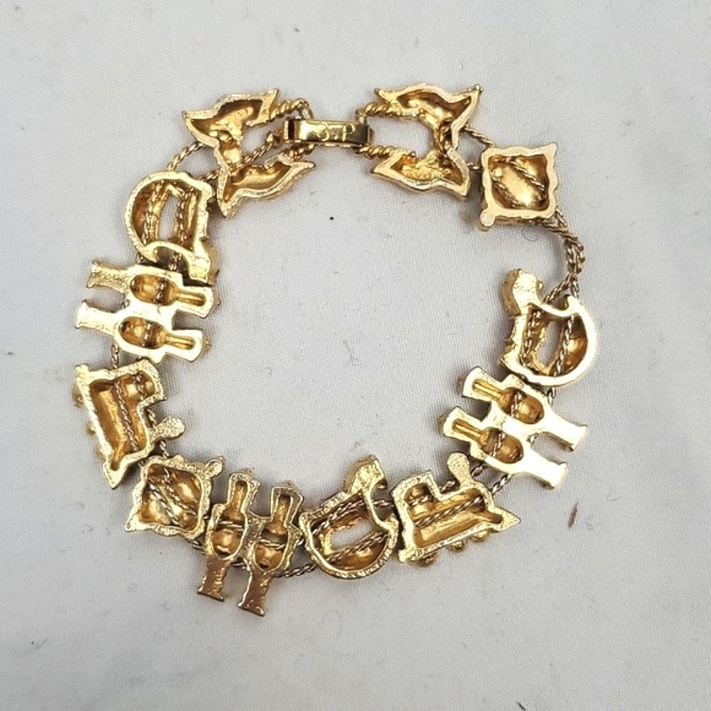 Vintage Enamel Nutcracker Christmas Slide Charm‎ Bracelet - Picture 3 of 4